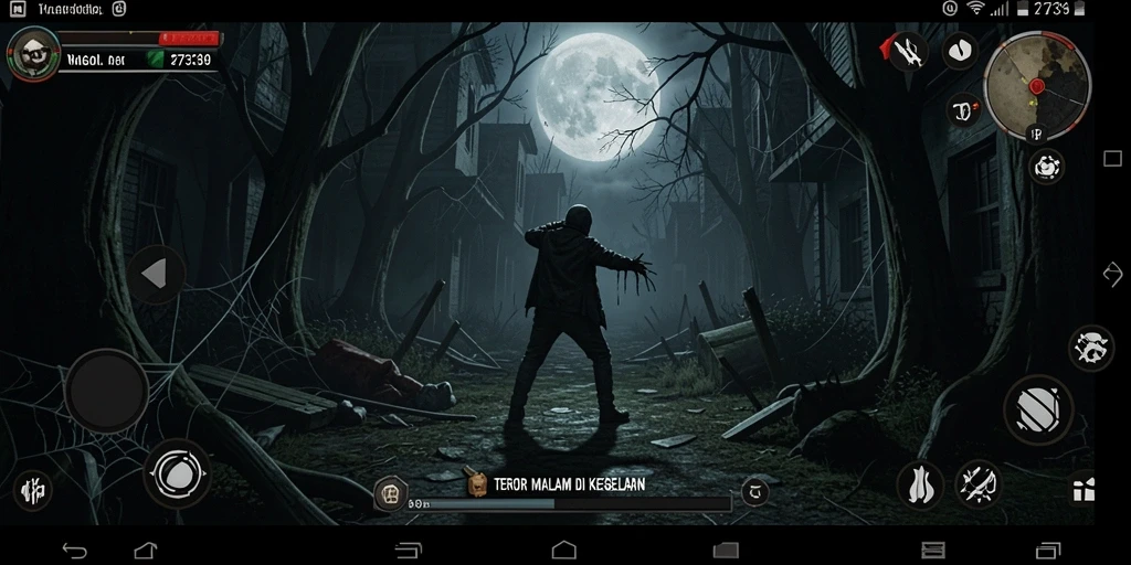 Tangkapan layar menampilkan suasana mencekam dalam game Horror.