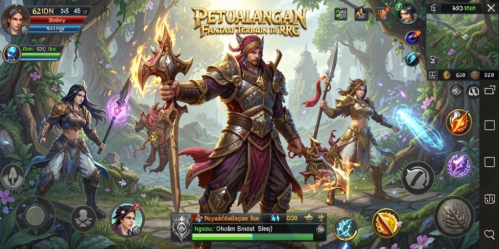 Screenshot gameplay 62IDN menampilkan karakter dalam pertarungan epik.