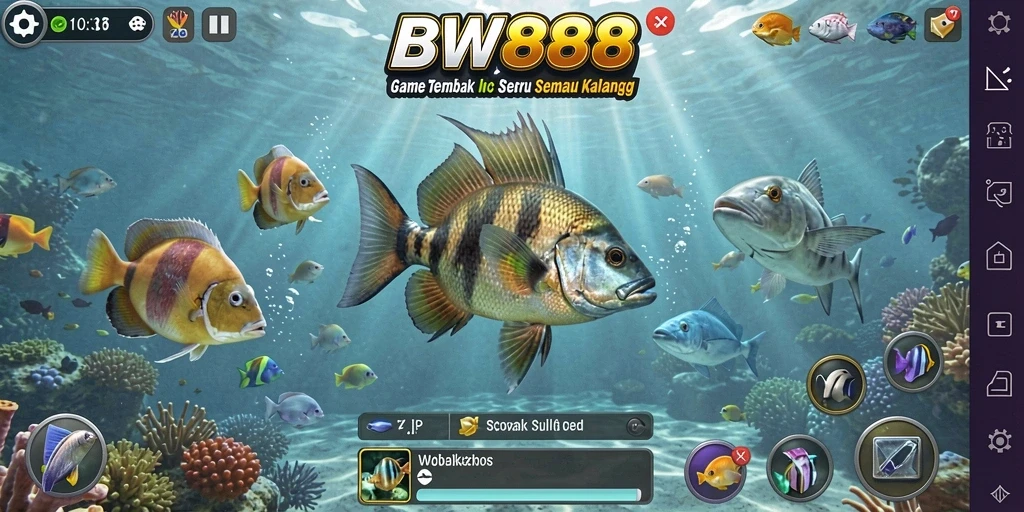 Tampilan gameplay BW888 yang menakjubkan saat menembak ikan besar.