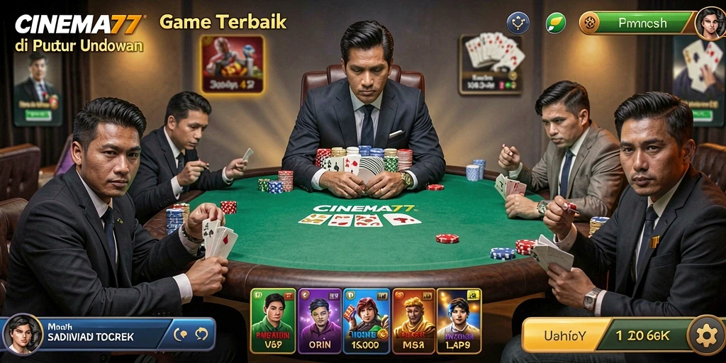 Tangkapan layar gameplay CINEMA77 menampilkan suasana seru dalam permainan Poker.