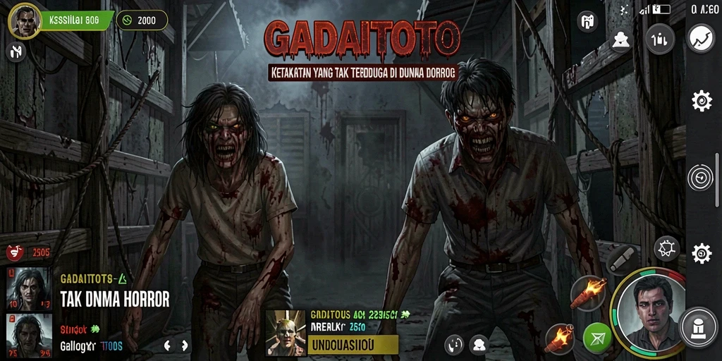 Screenshot GADAITOTO menampilkan karakter yang terjebak dalam kegelapan horor.