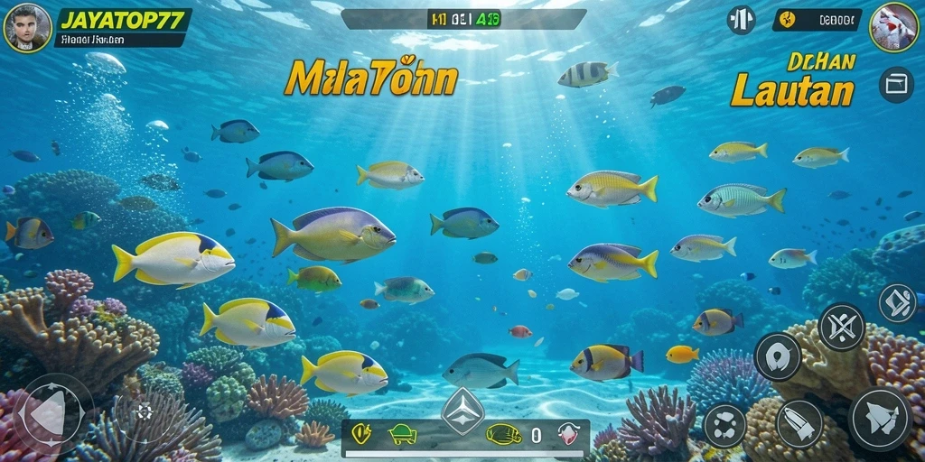 Tampilan gameplay menembak ikan yang seru dan menantang.