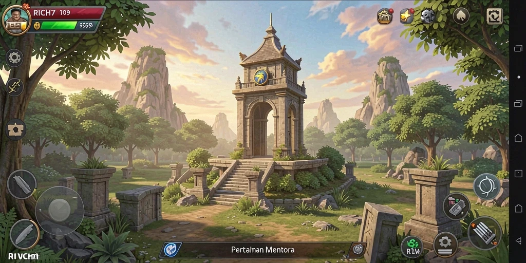 Gameplay RICH7 menampilkan pertarungan seru dan strategi Tower Defense yang mendebarkan.