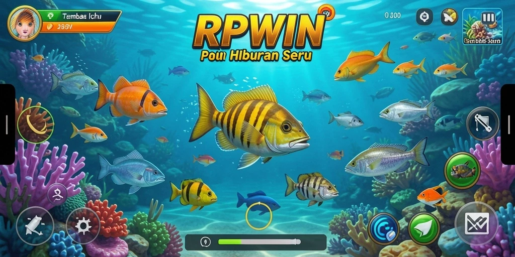 Tampilan gameplay seru dalam RPWIN saat menembak ikan.