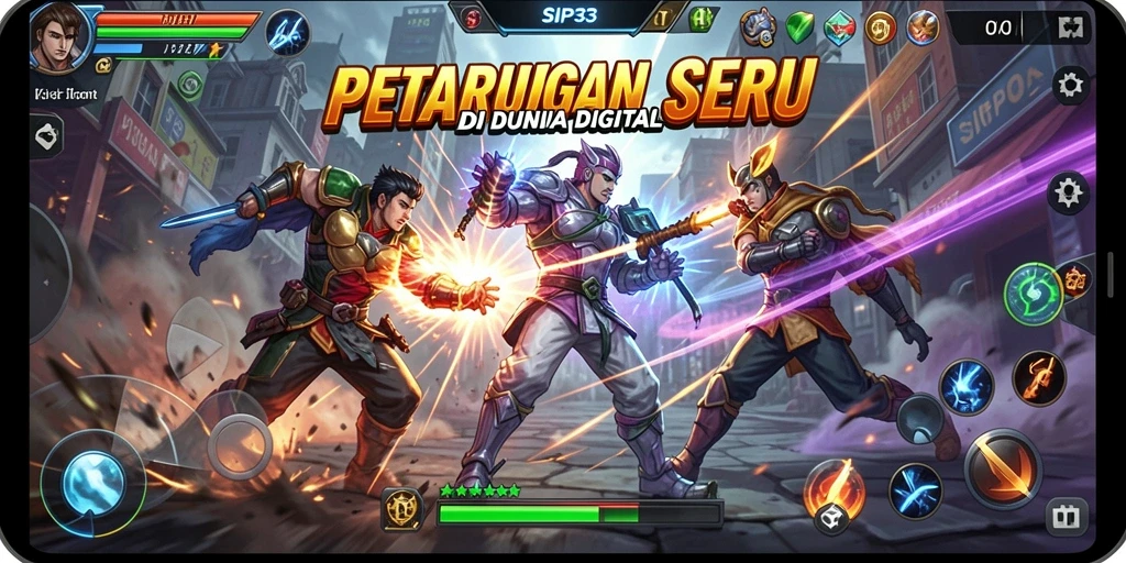 Gameplay SIP33 yang menegangkan dalam pertempuran karakter bertarung.
