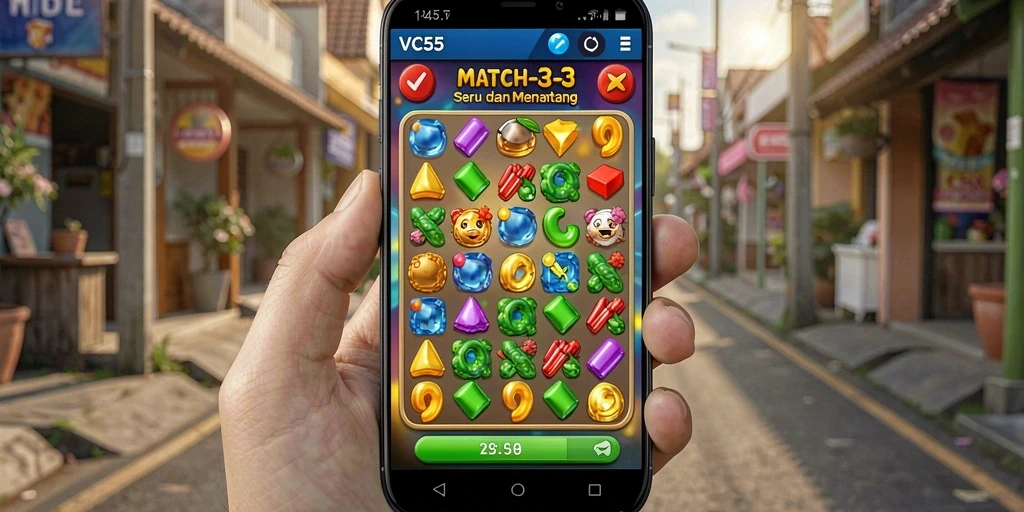 Tampilan screenshot VC55 menampilkan gameplay Match-3 yang seru.